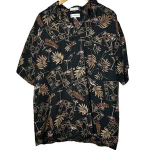 *VINTAGE* Chereskin Hawaiian Martini Cocktail Aloha Tropical Shirt XL 100% Silk